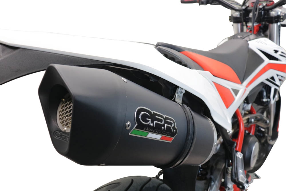 Pot echappement compatible avec Beta RR 125 4T Enduro 2019-2020, Furore Evo4 Nero, Pot Échappement slip-on homologué, légal, avec db killer amovible, tuyau de liaison et catalyseur 