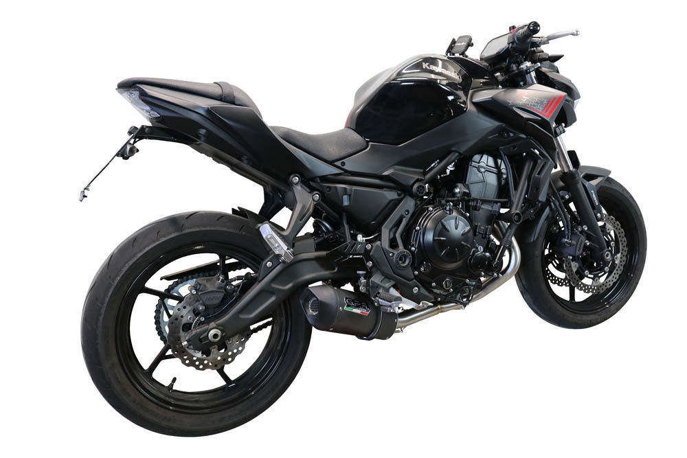 Pot echappement compatible avec Kawasaki Z 650 2017-2020, Furore Evo4 Nero, Homologué et légal, système d'échappement complet avec catalyseur et db killer amovible 