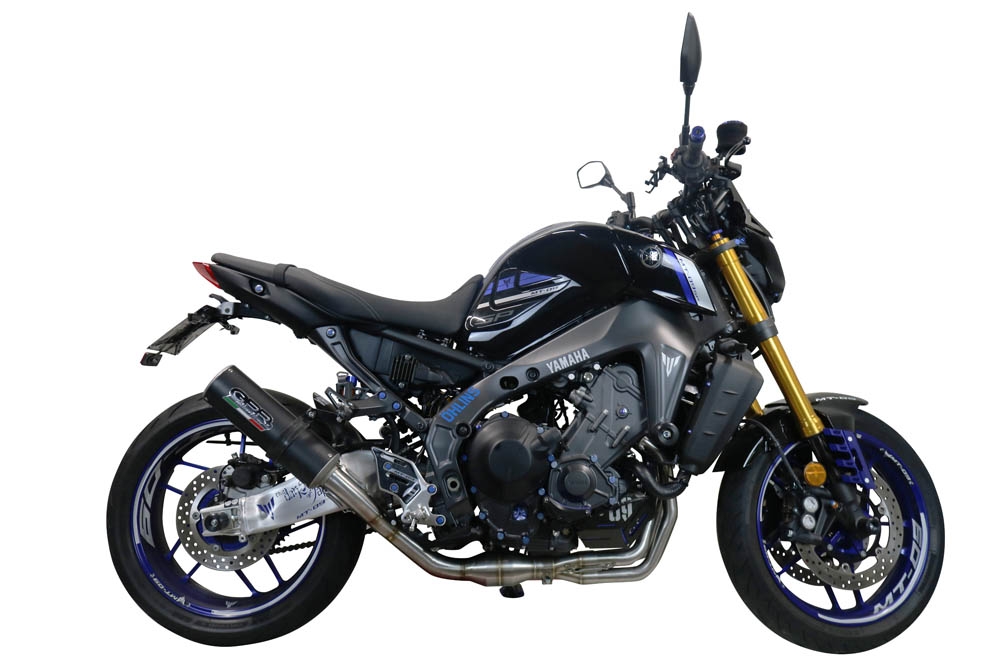 Pot echappement compatible avec Yamaha Mt-09 2021-2023, M3 Black Titanium, Homologué et légal, système d'échappement complet avec catalyseur et db killer amovible 