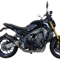 Pot echappement compatible avec Yamaha Mt-09 2021-2023, M3 Black Titanium, Homologué et légal, système d'échappement complet avec catalyseur et db killer amovible 