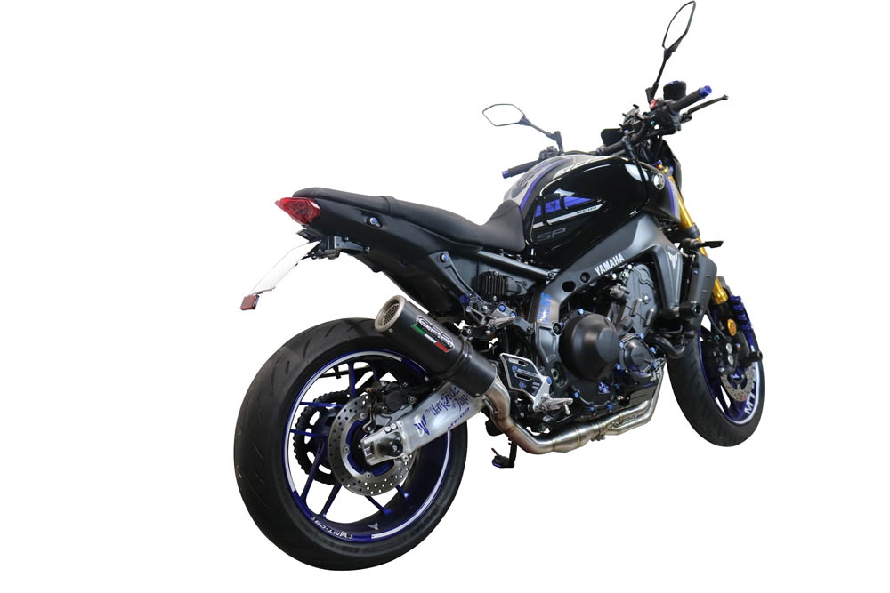 Pot echappement compatible avec Yamaha Mt-09 2021-2023, M3 Black Titanium, Homologué et légal, système d'échappement complet avec catalyseur et db killer amovible 