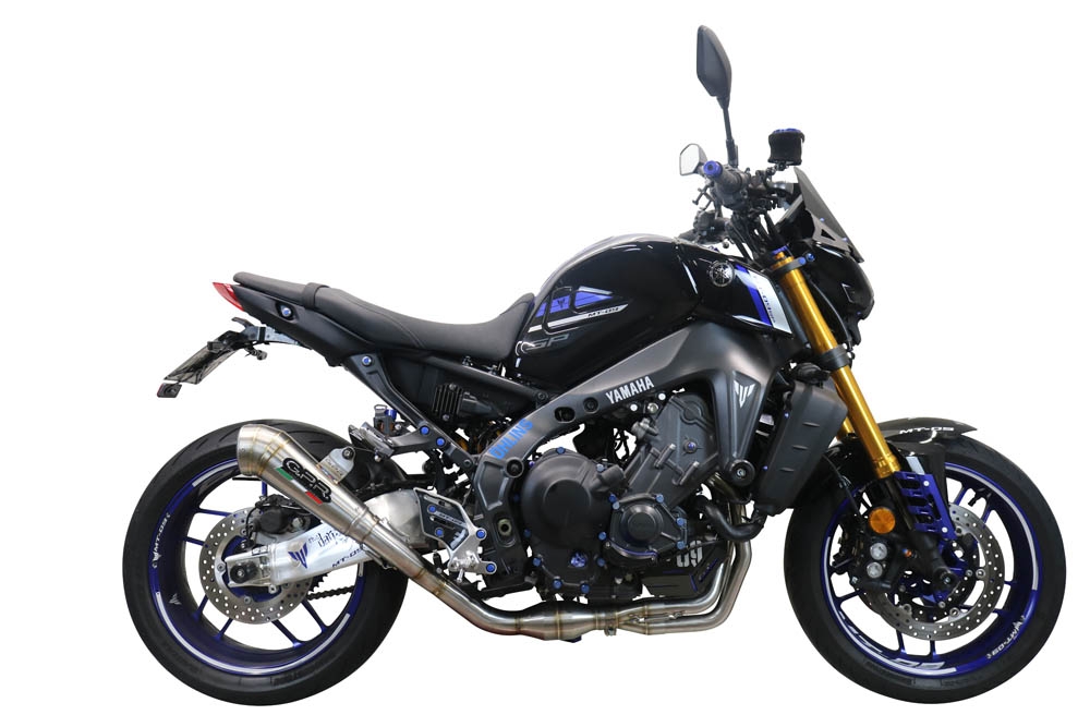 Pot echappement compatible avec Yamaha Mt-09 2021-2023, Powercone Evo, Homologué et légal, système d'échappement complet avec catalyseur et db killer amovible 