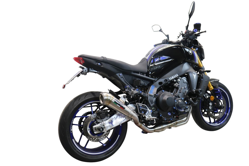 Pot echappement compatible avec Yamaha Mt-09 2021-2023, Powercone Evo, Homologué et légal, système d'échappement complet avec catalyseur et db killer amovible 