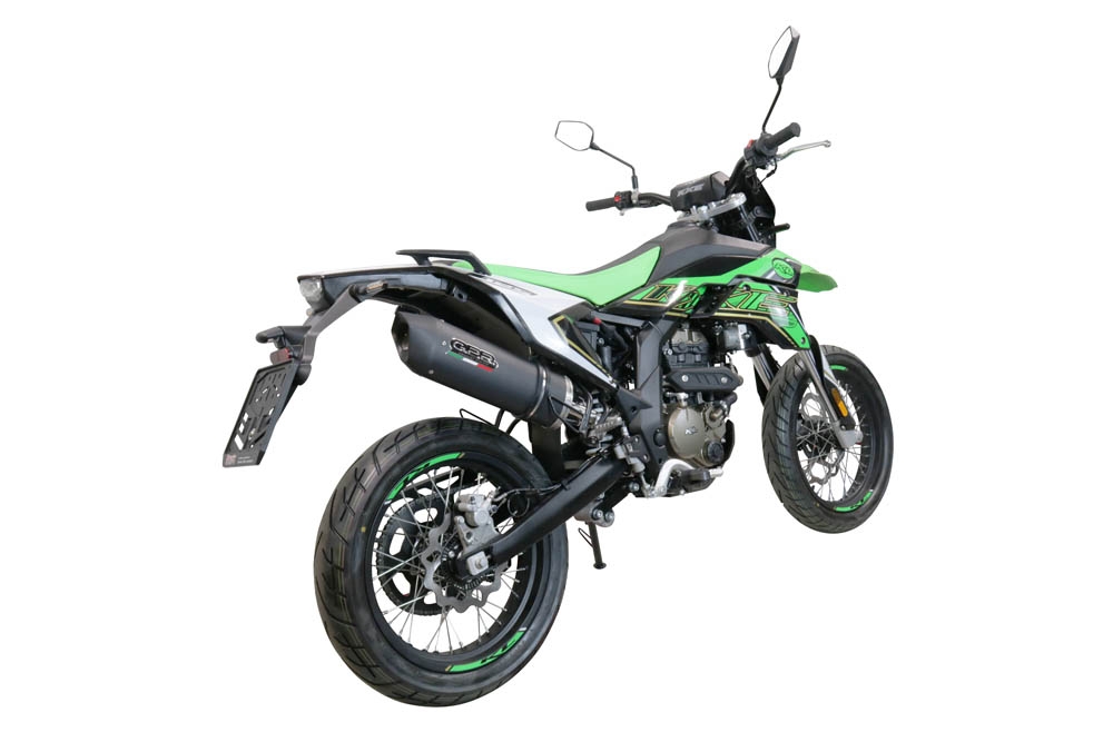Pot echappement compatible avec KL MOTOR KXE 125 2022-2023, Furore Evo4 Nero, Pot Échappement slip-on homologué, légal, avec db killer amovible, tuyau de liaison et catalyseur 