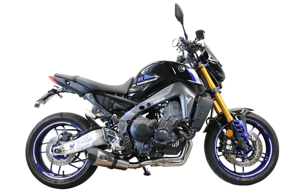 Pot echappement compatible avec Yamaha Mt-09 2014-2020, Gpe Ann. titanium, Pot d'échappement complet racing, compris de collecteur et db killer amovible, sans homologation 