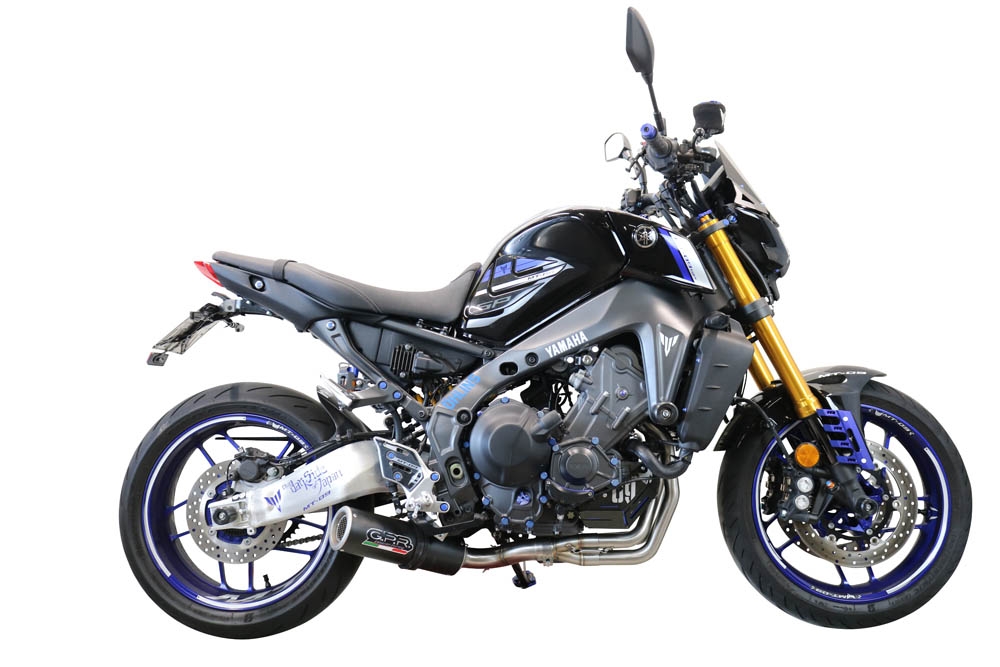 Pot echappement compatible avec Yamaha XSR900 2022-2024, M3 Black Titanium, Pot d'échappement complet racing, compris de collecteur et db killer amovible, sans homologation 