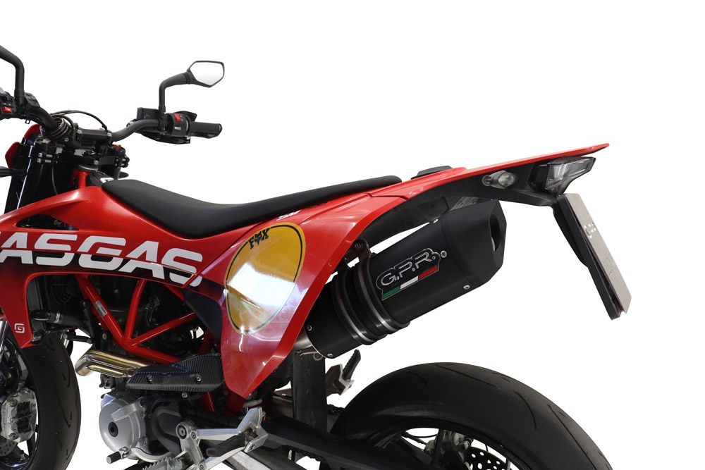 GPR pot echappement compatible avec  Gas Gas ES 700 2023-2024, Furore Evo4 Nero, Pot Échappement slip-on homologué, légal, avec db killer amovible, tuyau de liaison et catalyseur 