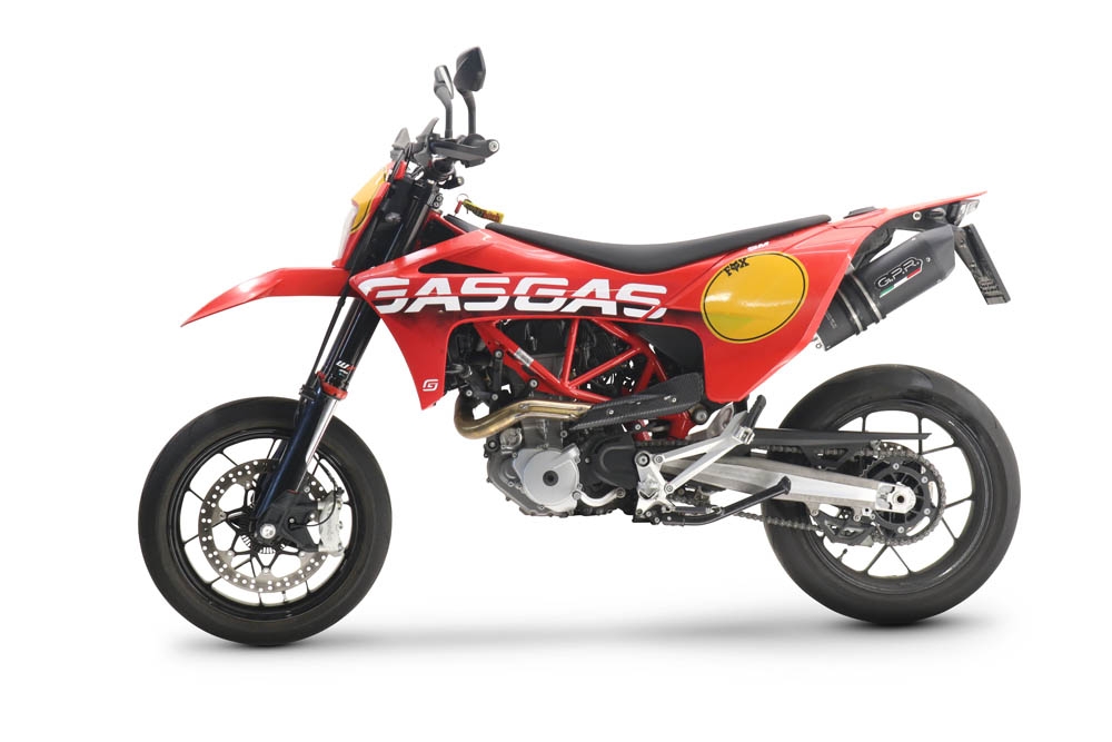 GPR pot echappement compatible avec  Gas Gas ES 700 2023-2024, Furore Evo4 Nero, Pot Échappement slip-on homologué, légal, avec db killer amovible, tuyau de liaison et catalyseur 