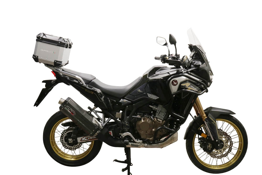 Top case en aluminium, couleur argent avec plaque spécifique incluse Top-case GPR TECH compatible avec  Honda Crf 1100 L Africa Twin 2020/2024 e5