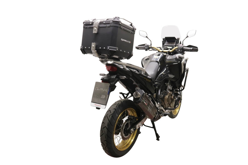 Top case en aluminium, couleur argent avec plaque spécifique incluse Top-case GPR TECH compatible avec  Honda Crf 1100 L Africa Twin 2020/2024 e5