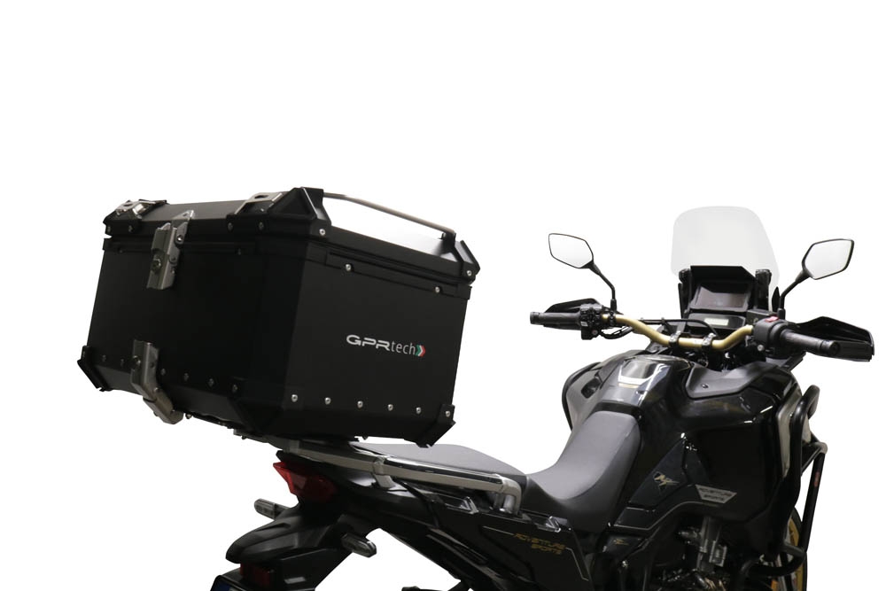 Top case en aluminium, couleur noire avec plaque spécifique incluse Top-case GPR TECH compatible avec  Honda Crf 1100 L Africa Twin 2020/2024 e5