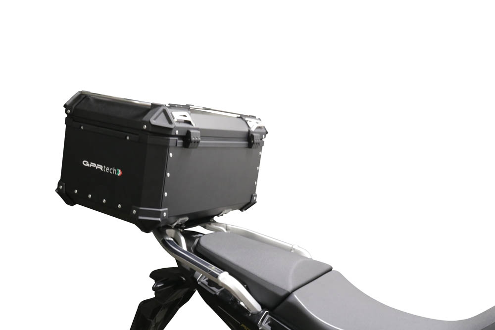 Top case en aluminium, couleur noire avec plaque spécifique incluse Top-case GPR TECH compatible avec  Honda Crf 1100 L Africa Twin 2020/2024 e5