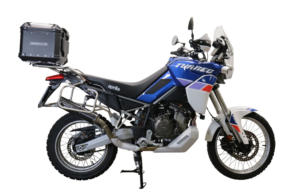 Top case en aluminium, couleur noire avec plaque spécifique incluse Top-case GPR TECH compatible avec  Aprilia Tuareg 660 2021/2024 e5
