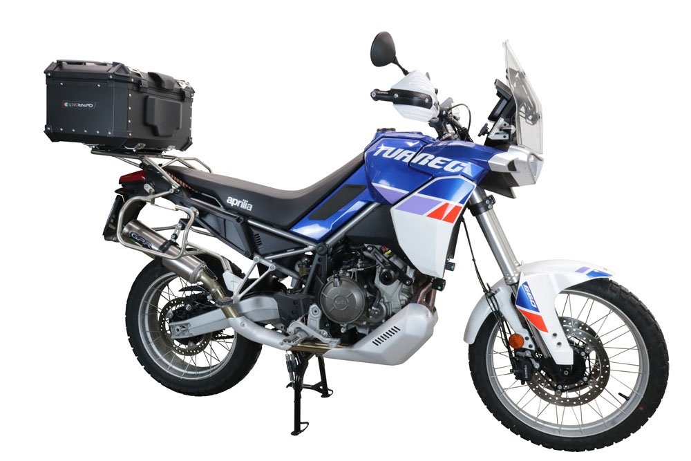 Top case en aluminium, couleur noire avec plaque spécifique incluse Top-case GPR TECH compatible avec  Aprilia Tuareg 660 2021/2024 e5