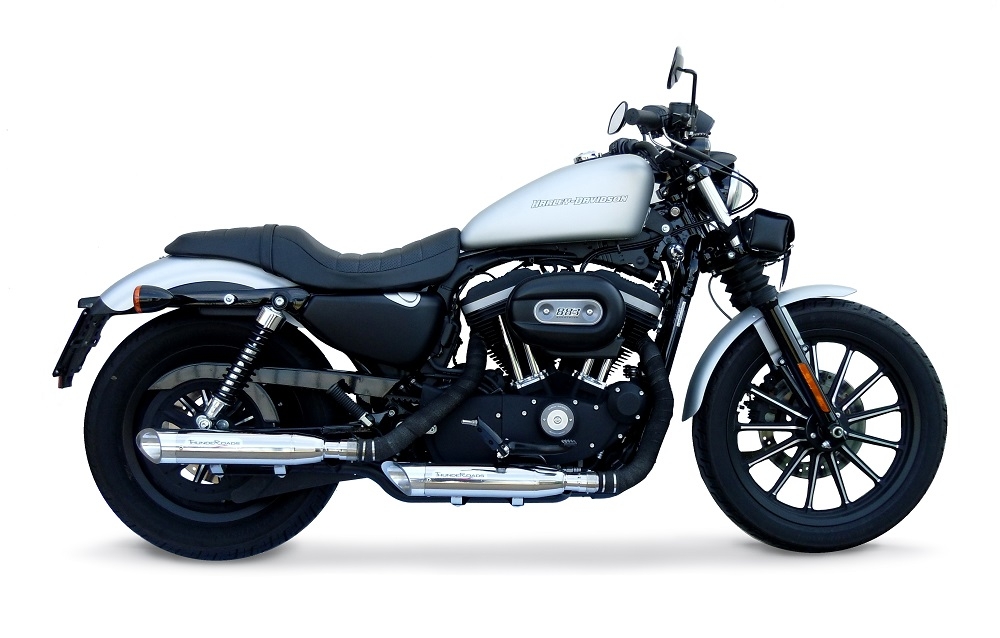Pot echappement compatible avec Harley Davidson Sportster 883 2004-2009, Slash Inox, Paire de pot d'échappement homologuées, livrées avec db killer amovible et raccords spécifiques 