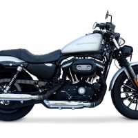 Pot echappement compatible avec Harley Davidson Sportster 883 2004-2009, Slash Inox, Paire de pot d'échappement homologuées, livrées avec db killer amovible et raccords spécifiques 