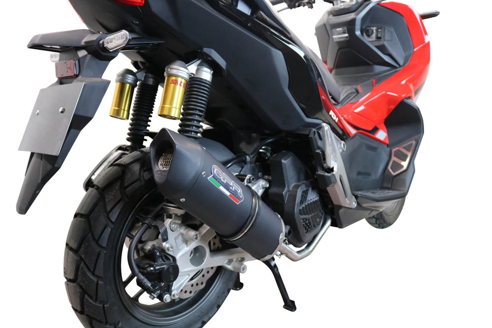 Pot echappement compatible avec Honda X-Adv 150 2020-2023, Furore Nero, Pot d'échappement complet racing, compris de collecteur et db killer amovible, sans homologation 