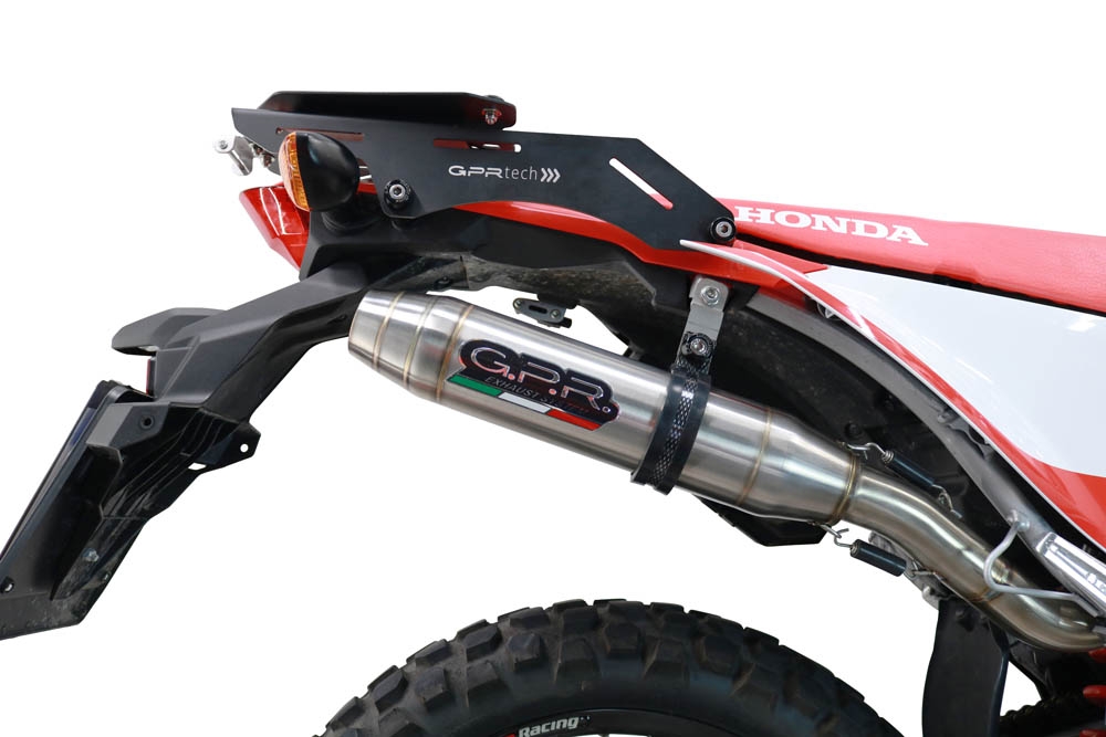 Pot echappement compatible avec Honda Crf 300 L - Rally 2021-2024, Deeptone Inox, Pot echappement racing,silencieux avec db killer et des tuyaux de liaison sans homologation 