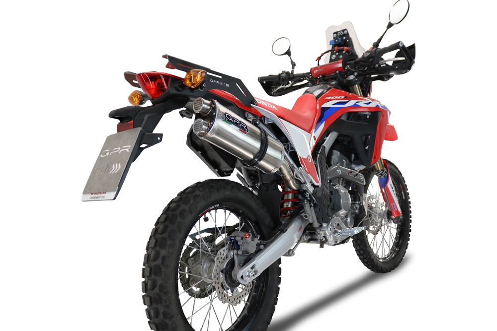 Pot echappement compatible avec Honda Crf 300 L - Rally 2021-2024, Dual Inox, Pot echappement racing,silencieux avec db killer et des tuyaux de liaison sans homologation 