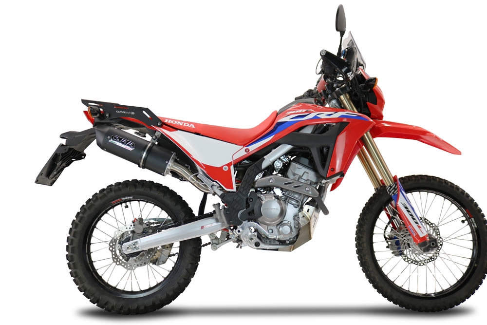 Pot echappement compatible avec Honda Crf 300 L - Rally 2021-2024, Furore Evo4 Nero, Échappement légal, homologué,silencieux avec catalyseur, db killer amovible et tuyau de liaison spécifique 