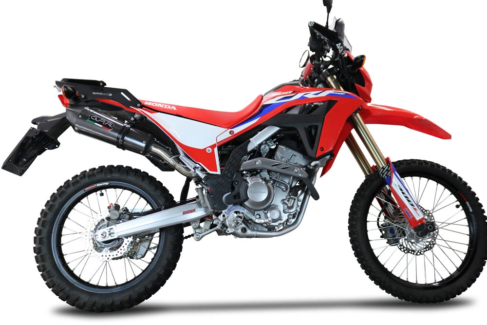 GPR pot echappement compatible avec  Honda Crf 300 L - Rally 2021-2024, New Grand Prix Evo Poppy, Échappement légal, homologué,silencieux avec catalyseur, db killer amovible et tuyau de liaison spécifique 