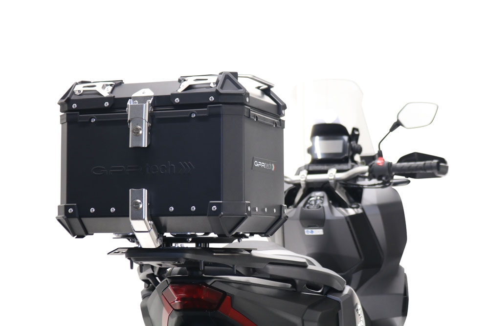 Top case en aluminium, couleur noire avec plaque spécifique incluse Top-case GPR TECH compatible avec  Honda Adv 350 2022/2024 e5