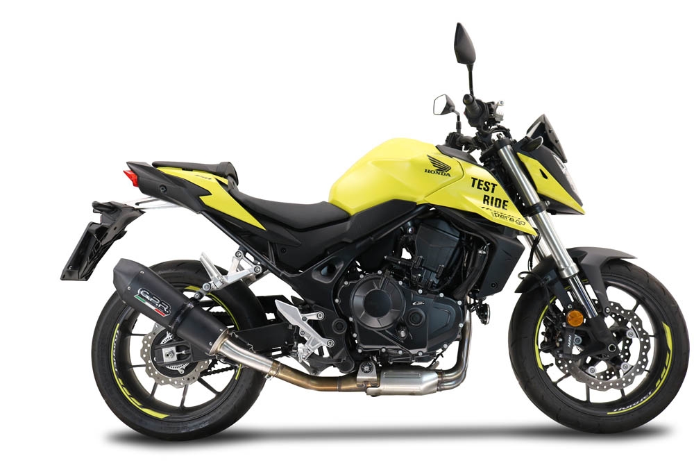 Pot echappement compatible avec Honda CB 750 Hornet 2023-2024, M3 Black Titanium, Échappement légal, homologué,silencieux avec db killer amovible et tuyau de liaison spécifique 