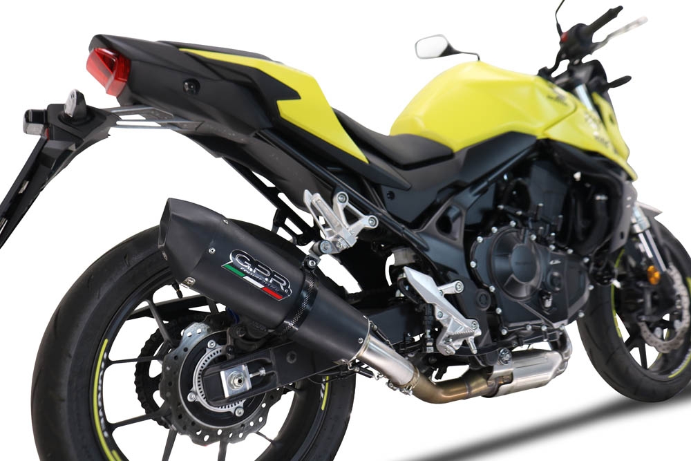 Pot echappement compatible avec Honda CB 750 Hornet 2023-2024, M3 Black Titanium, Échappement légal, homologué,silencieux avec db killer amovible et tuyau de liaison spécifique 