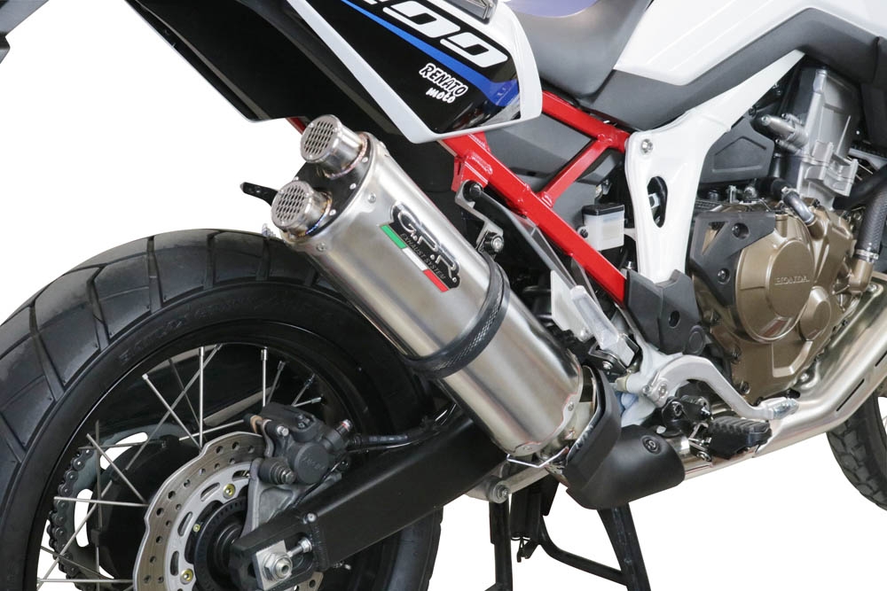 Pot echappement compatible avec Honda Crf 1000 L Africa Twin 2018-2020, Dual Inox, Échappement légal, homologué,silencieux avec db killer amovible et tuyau de liaison spécifique 