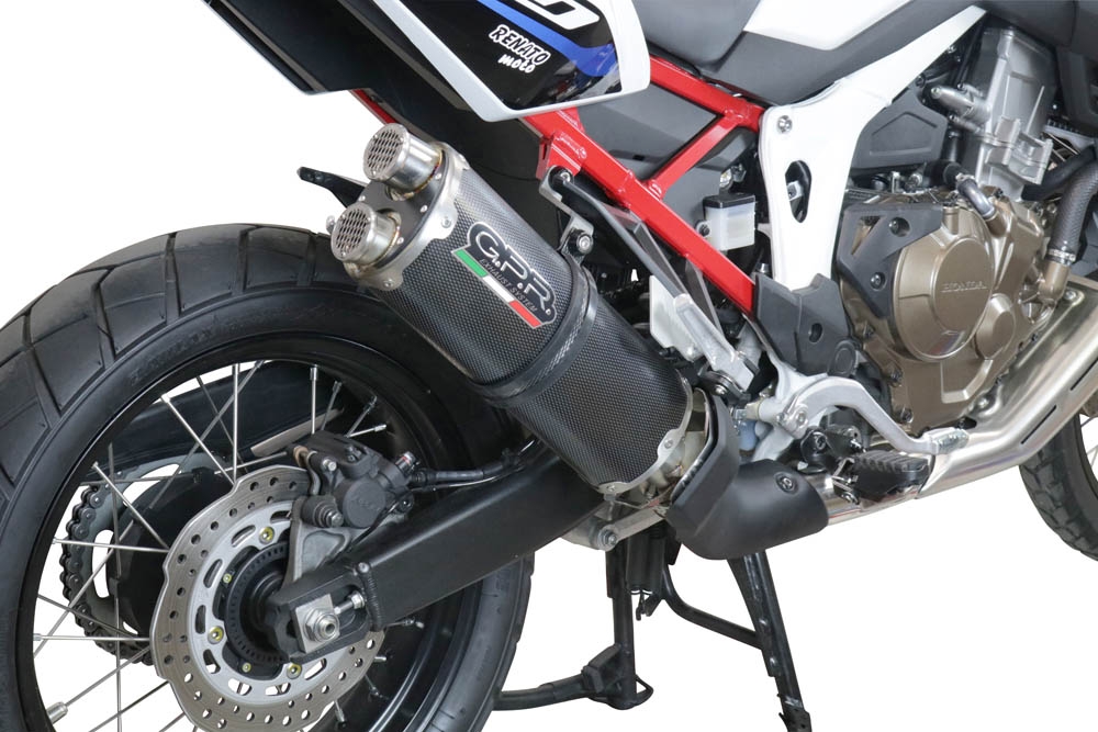 Pot echappement compatible avec Honda Crf 1100 L Africa Twin 2020-2025, Dual Poppy, Échappement légal, homologué,silencieux avec db killer amovible et tuyau de liaison spécifique 