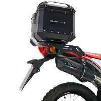 Top case en aluminium, couleur argent avec  porte-bagases y plaque spécifique Top-case GPR TECH compatible avec  Honda Crf 300 L / Rally 2021/2024 e5