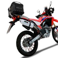 Top case en aluminium, couleur argent avec  porte-bagases y plaque spécifique Top-case GPR TECH compatible avec  Honda Crf 300 L / Rally 2021/2024 e5