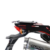 Top case en aluminium, couleur argent avec  porte-bagases y plaque spécifique Top-case GPR TECH compatible avec  Honda Crf 300 L / Rally 2021/2024 e5