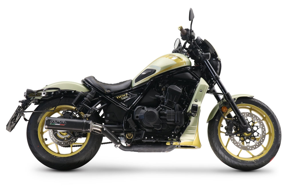 Pot echappement compatible avec Honda Cmx 1100 Rebel 2021-2024, M3 Black Titanium, Échappement légal, homologué,silencieux avec db killer amovible et tuyau de liaison spécifique 