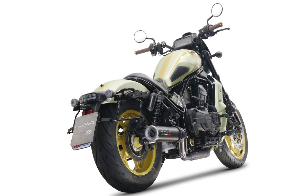 Pot echappement compatible avec Honda Cmx 1100 Rebel 2021-2024, M3 Black Titanium, Échappement légal, homologué,silencieux avec db killer amovible et tuyau de liaison spécifique 