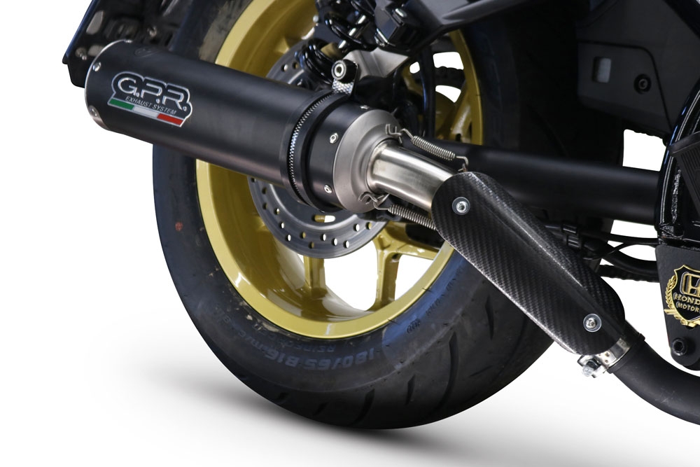 Pot echappement compatible avec Honda Cmx 1100 Rebel 2021-2024, M3 Black Titanium, Échappement légal, homologué,silencieux avec db killer amovible et tuyau de liaison spécifique 
