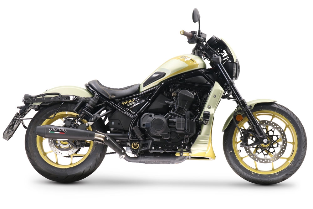 Pot echappement compatible avec Honda Cmx 1100 Rebel 2021-2024, Ultracone Nero, Échappement légal, homologué,silencieux avec db killer amovible et tuyau de liaison spécifique 