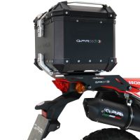 Top case en aluminium, couleur argent avec  porte-bagases y plaque spécifique Top-case GPR TECH compatible avec  Honda Crf 300 L / Rally 2021/2024 e5