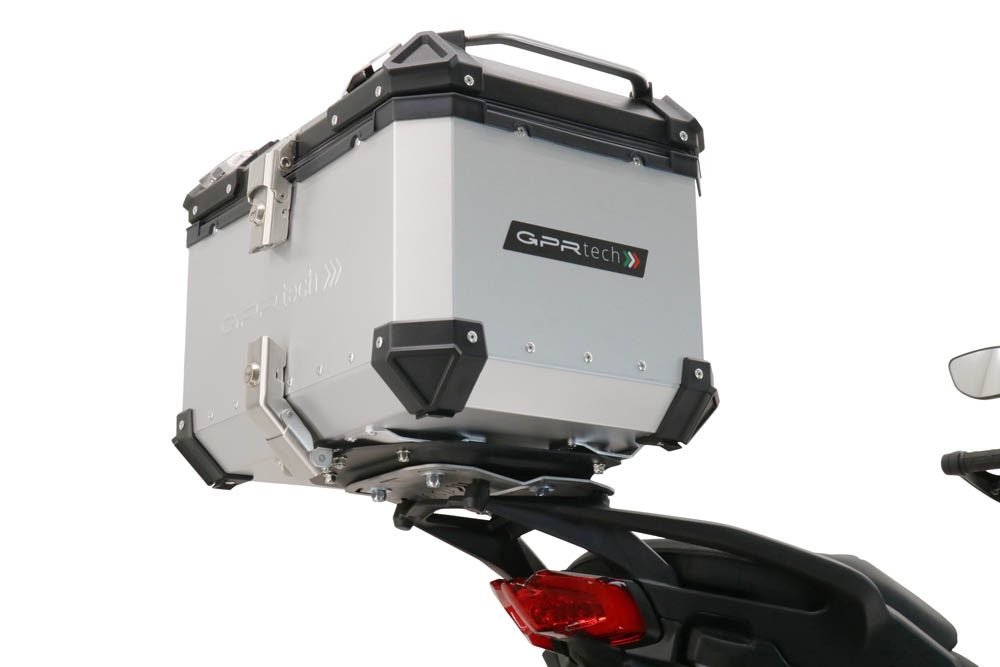 Top case en aluminium, couleur argent avec plaque spécifique incluse GPR TECH compatible avec  Ducati Multistrada V4 / V4S / V4S Sport 1100 2021/2024