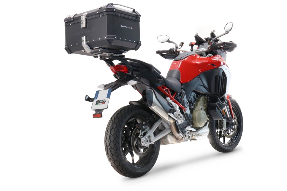 Top case en aluminium, couleur noire avec plaque spécifique incluse GPR TECH compatible avec  Ducati Multistrada V4 / V4S / V4S Sport 1100 2021/2024