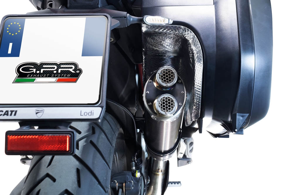 Pot echappement compatible avec Ducati Multistrada V4 - S 2022-2024, Dual Inox, Échappement légal, homologué,silencieux avec db killer amovible et tuyau de liaison spécifique 