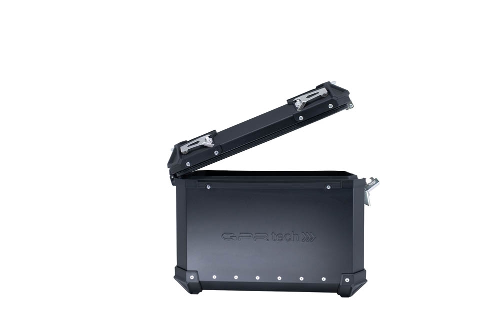 Paire de valises latérales en aluminium avec côté droit profilé, couleur noire avec support de valise spécifique GPR TECH compatible avec  Bmw F 850 Gs 2021/2023 e5