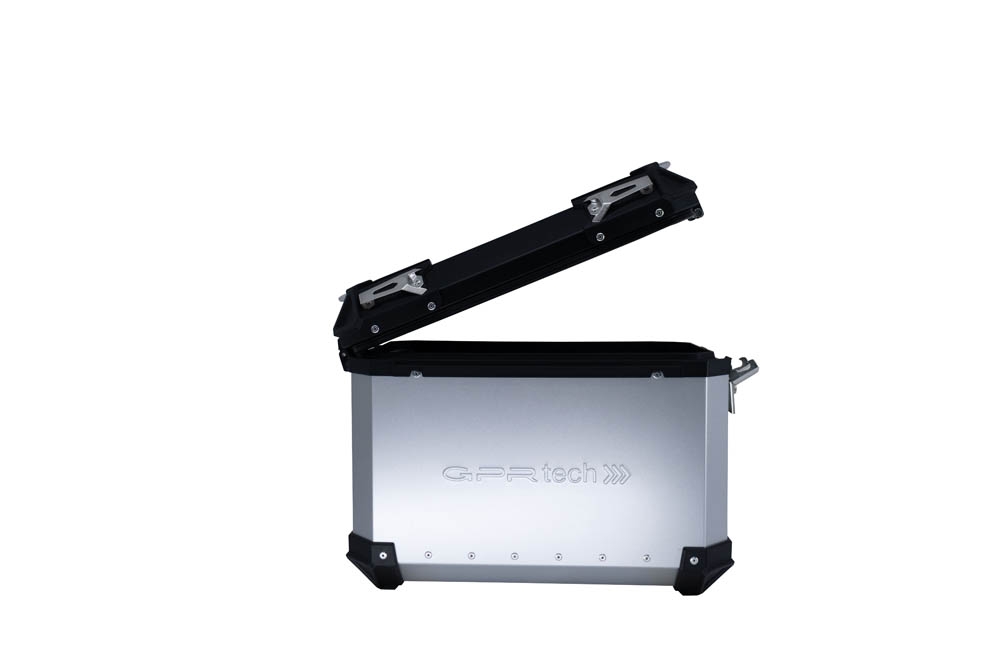 Paire de valises latérales en aluminium avec couleur argent avec support de valise spécifique GPR TECH compatible avec  Kawasaki Versys 650 2017/2020 e4