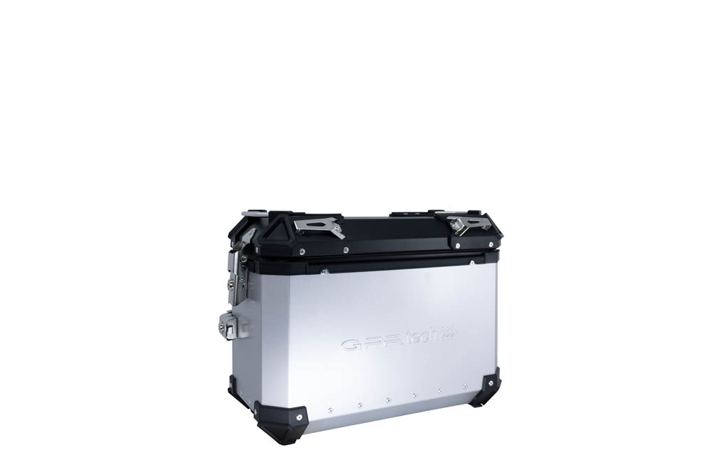 Paire de valises latérales en aluminium avec côté droit profilé, couleur argent avec support de valise spécifique GPR TECH compatible avec  Bmw F 850 Gs 2021/2023 e5