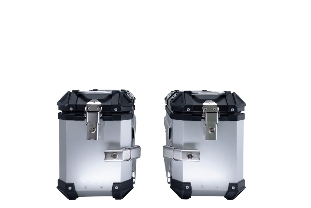 Paire de valises latérales en aluminium avec couleur argent avec support de valise spécifique GPR TECH compatible avec  Kawasaki Versys 650 2017/2020 e4