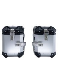 Paire de valises latérales en aluminium avec couleur argent avec support de valise spécifique GPR TECH compatible avec  Kawasaki Versys 650 2015/2016 e3