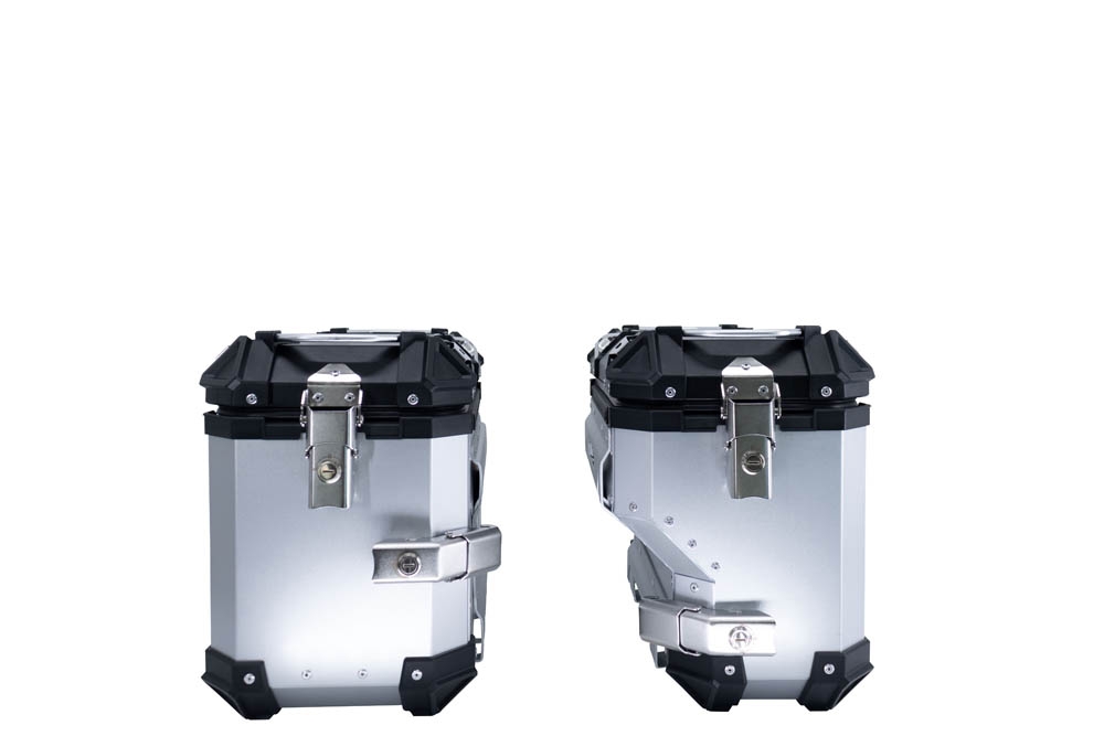Paire de valises latérales en aluminium avec côté droit profilé, couleur argent avec support de valise spécifique GPR TECH compatible avec  Bmw F 850 Gs 2021/2023 e5