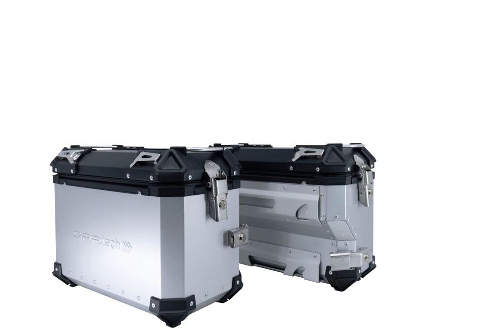 Paire de valises latérales en aluminium avec côté droit profilé, couleur argent avec support de valise spécifique GPR TECH compatible avec  Bmw F 850 Gs 2021/2023 e5
