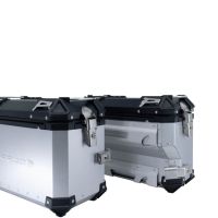 Paire de valises latérales en aluminium avec côté droit profilé, couleur argent avec support de valise spécifique GPR TECH compatible avec  Bmw F 850 Gs 2021/2023 e5