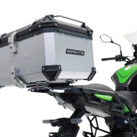 Top case en aluminium, couleur argent avec plaque spécifique incluse GPR TECH compatible avec  Kawasaki Versys 650 2023/2024 e5 plus